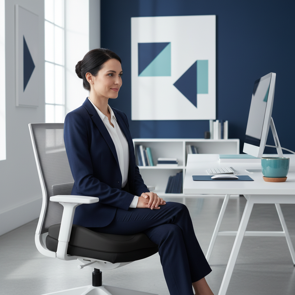 Woman Sitting in Office